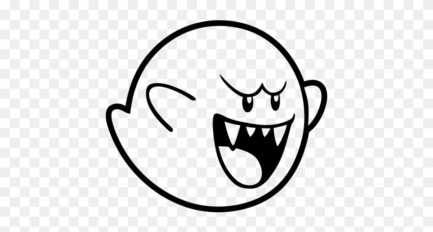 Pegatina Fantasma Boo Mario - Mario Boo Black And White Clipart
