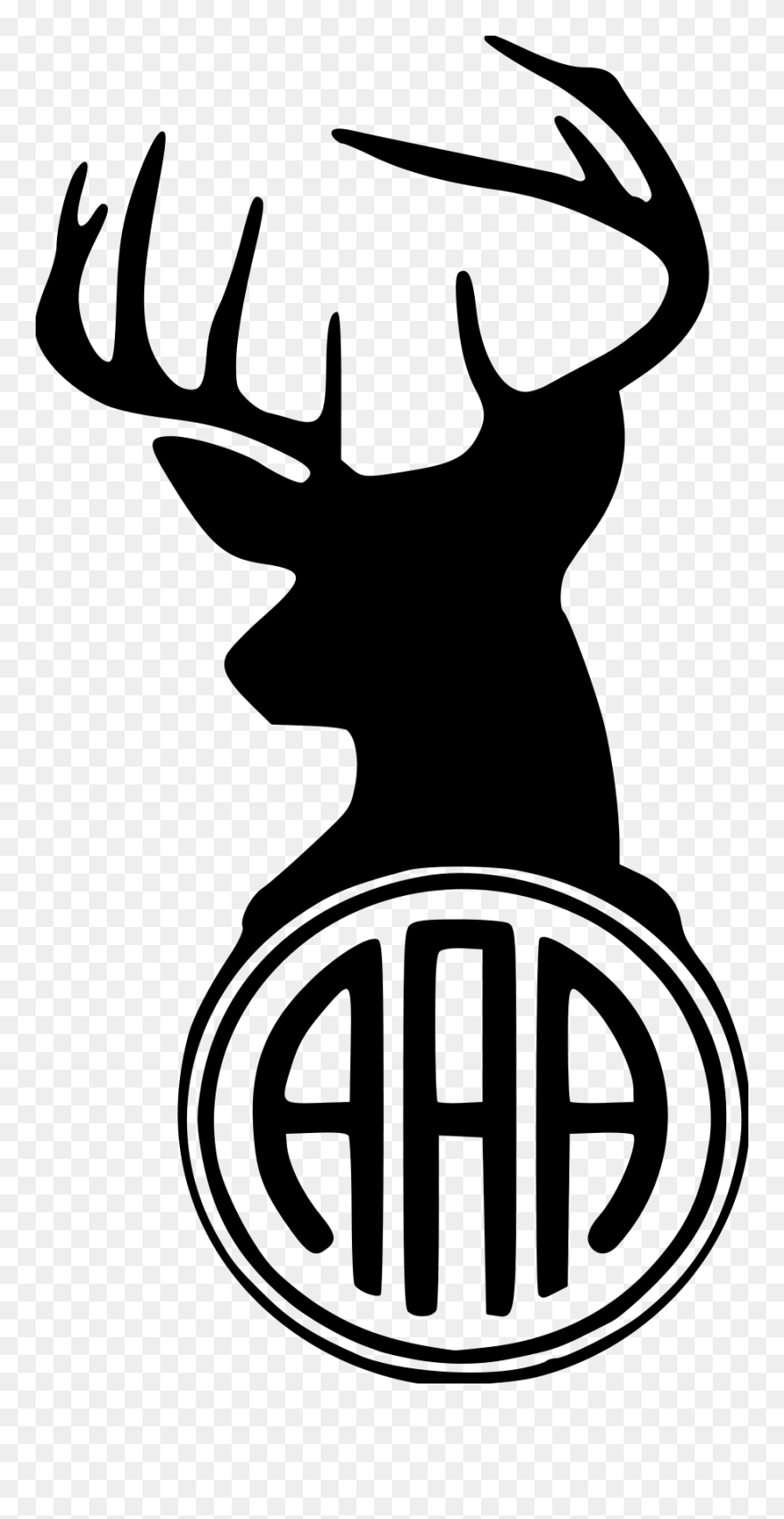 Fish Monogram Clipart Png Black And White Library Amazin - Deer Silhouette Head Transparent Png