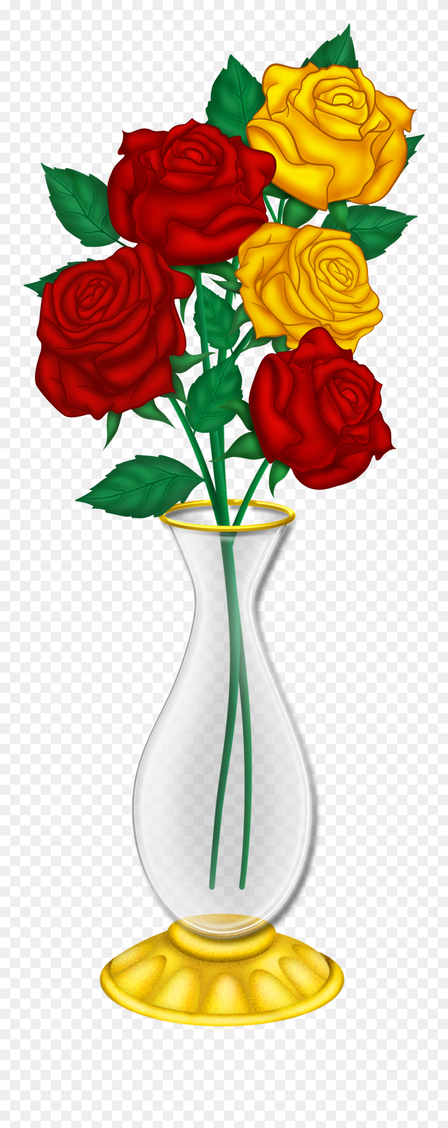 Beautiful Vase With Red And Yellow Roses Png Pictureâ - Flower Vase Clipart Png Transparent Png