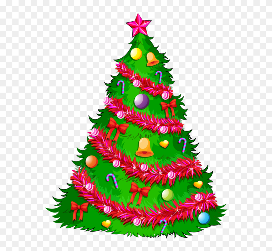 Santa And Christmas Tree Draw Clipart