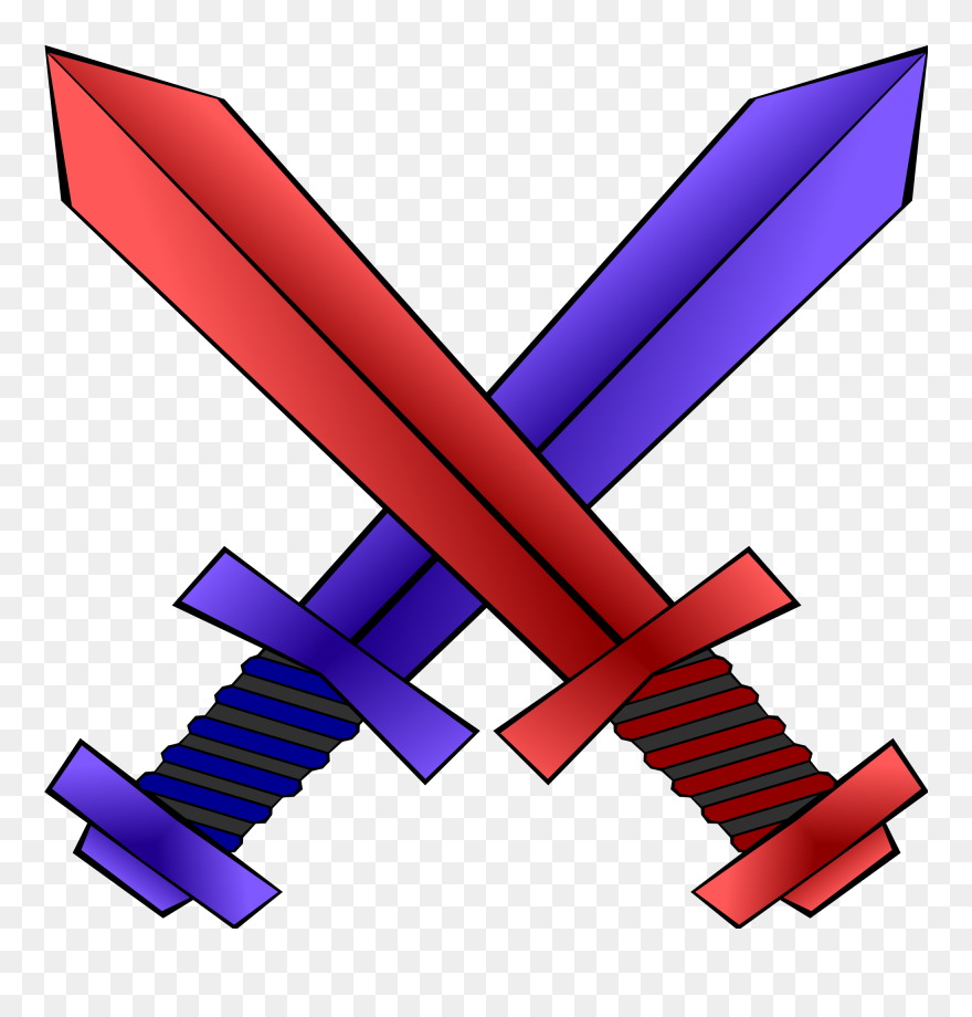 Red And Blue Swords Clipart
