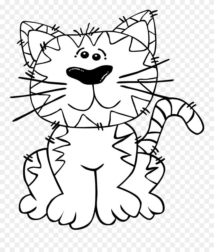 G Cartoon Cat Sitting - Cat Cartoon Black And White Clipart