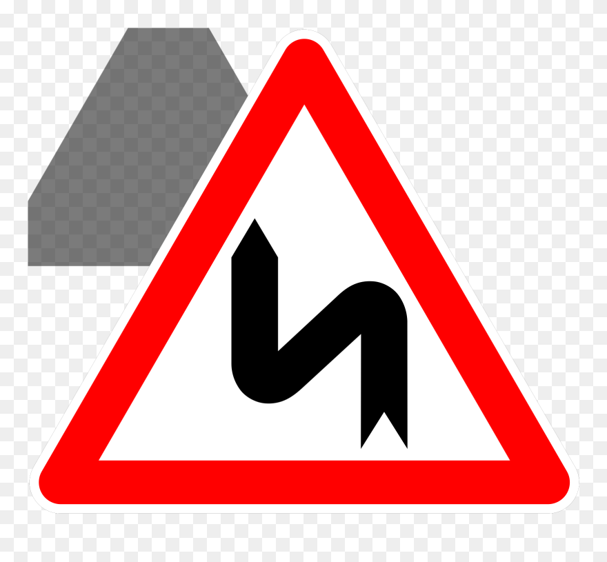 Blue Curve Lines Svg Clip Arts - Double Bend Road Sign - Png Download