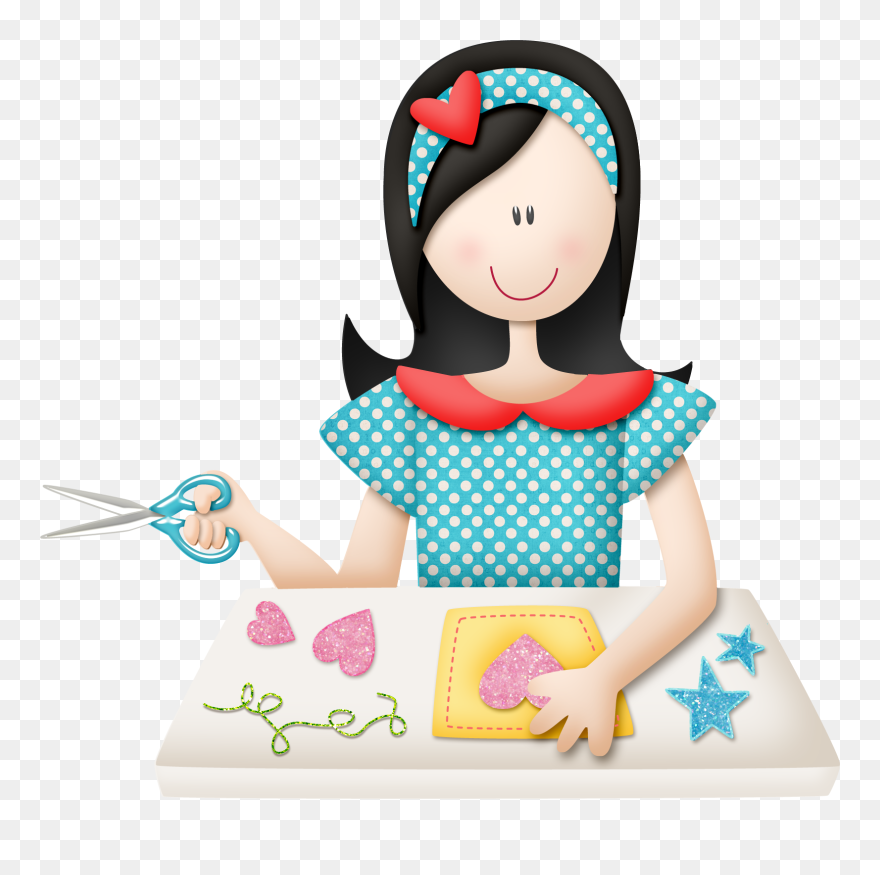 Girl Doing Arts And Crafts Clipart - Png Download