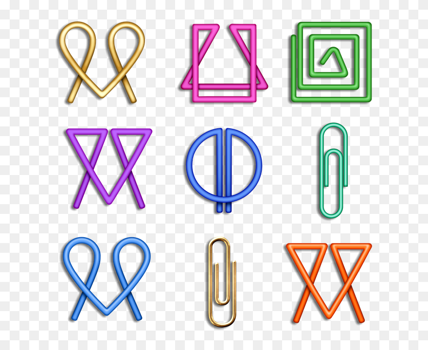 Paper Clips Office Clip Binder Business Colorful- - Paper Clip Logo Png Colorful Transparent Png