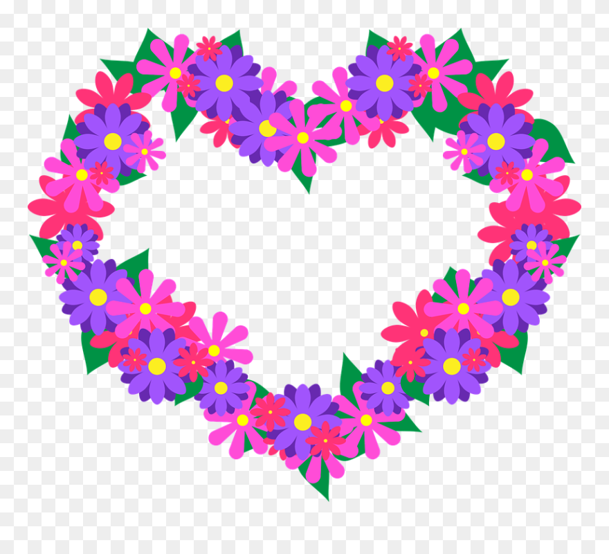 Purple Flower Clipart Purple Heart - Purple And Pink Flower Heart - Png Download