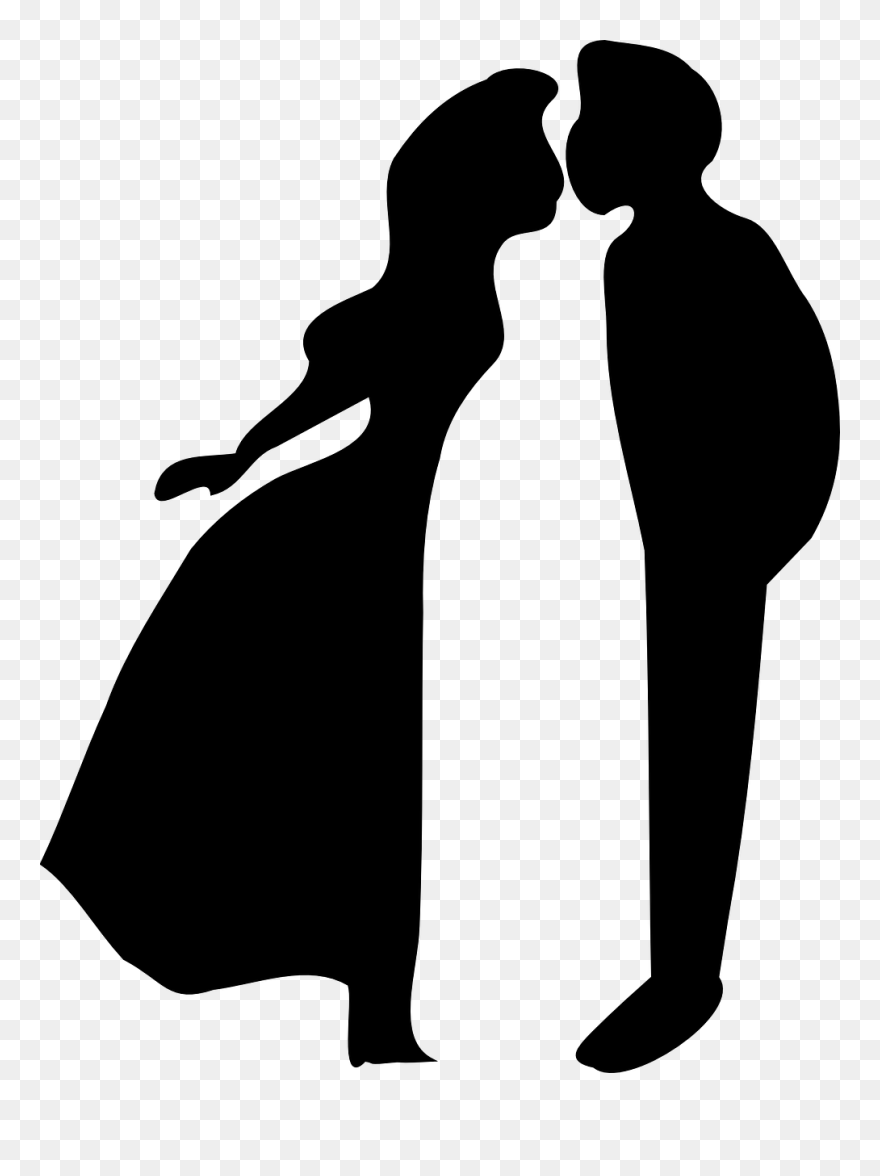 Kiss Silhouette Man Clip Art - Clip Art Kissing Man And Woman - Png Download