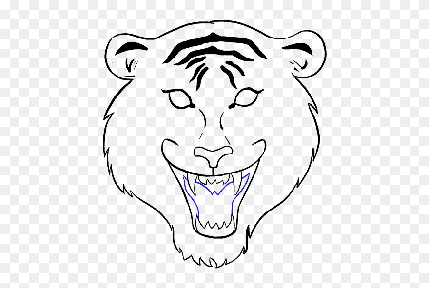 Drawing Tigers Easy - Head Tiger Drawing Easy Clipart
