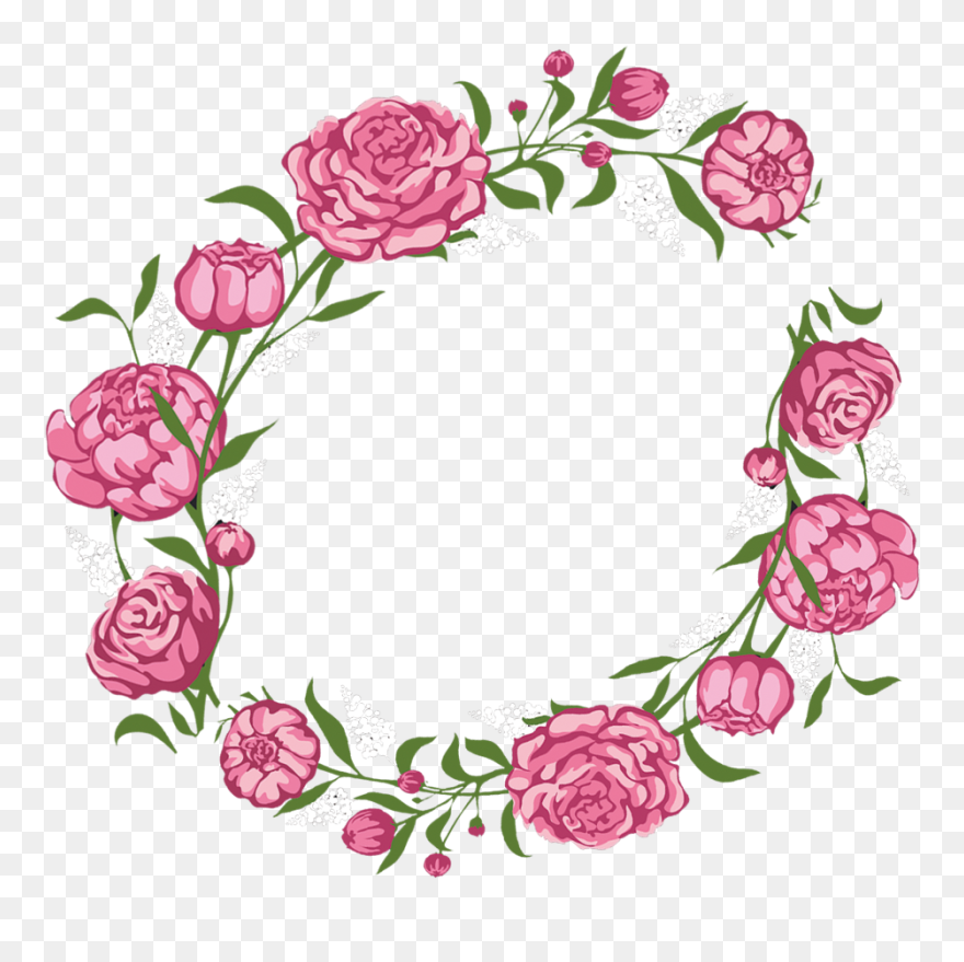 Peony Clipart Garland - Aesthetic Flower Wreath Transparent - Png Download