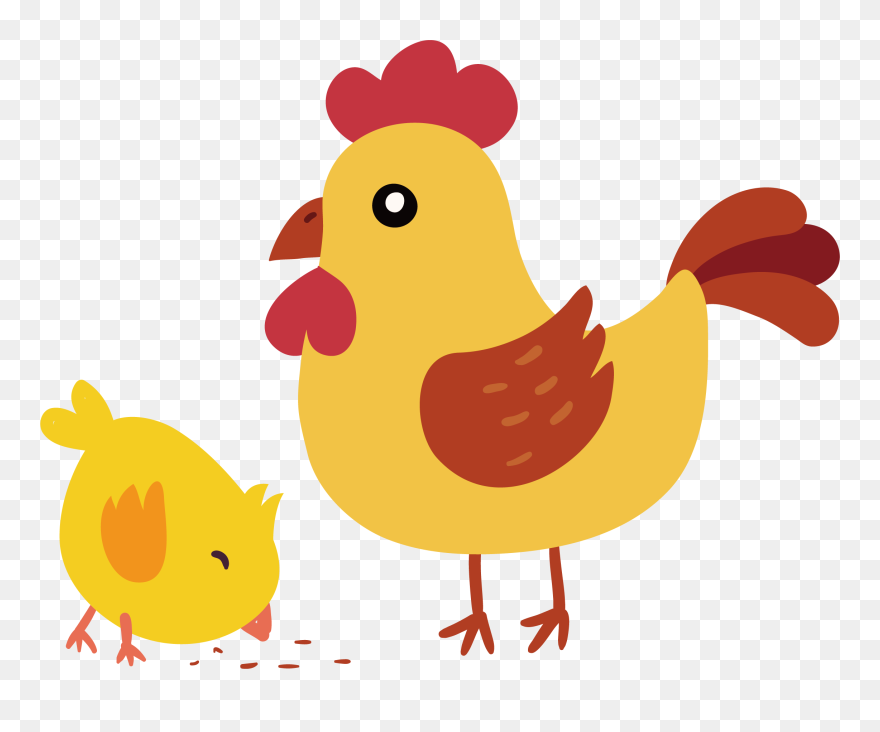 Big And Small Chicken Clipart