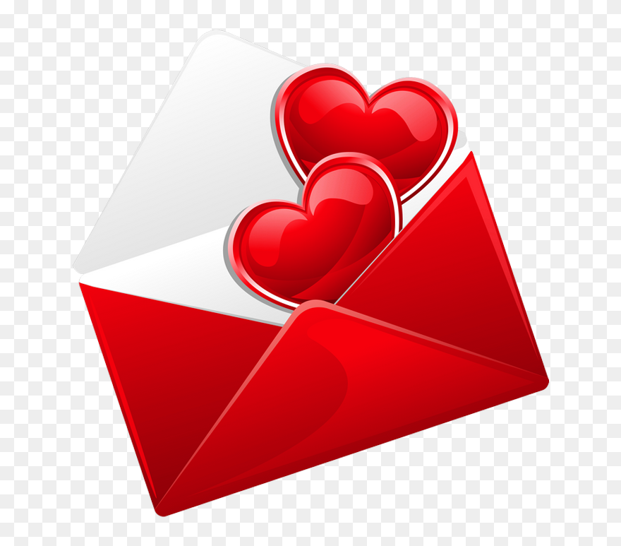 Transparent Red Love Letter With Hearts Png Picture - Love Letters Clip Art