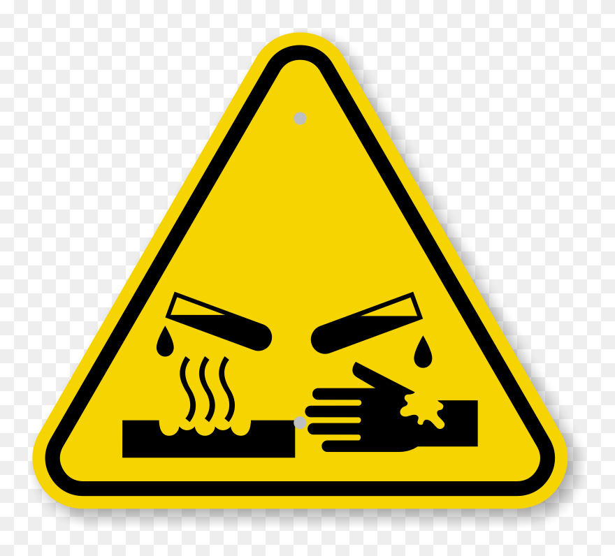 Caution Triangle Symbol - Corrosive Warning Sign Clipart