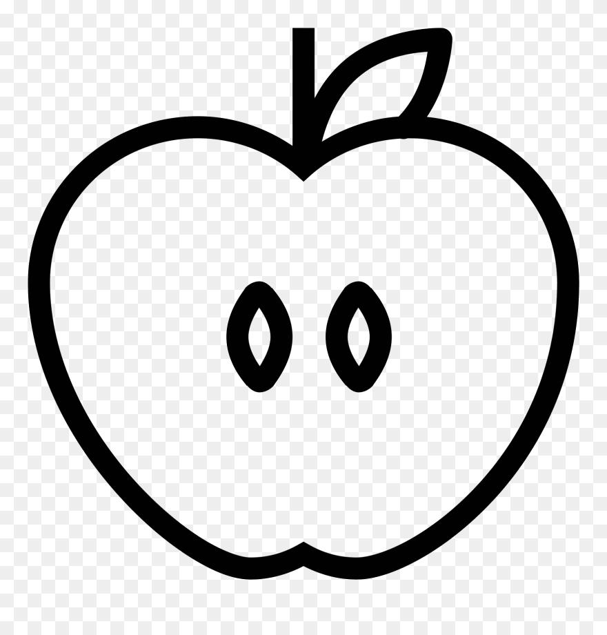 Apple Cut In Half Clipart Graphic Freeuse Icona Apple - Apple Half Clipart Black And White - Png Download