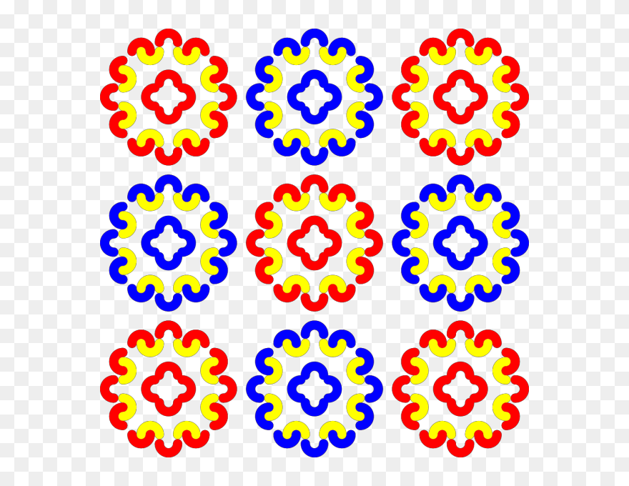 Blue And Red Tile Decoration Png Clip Art - Mandala Küçük Transparent Png