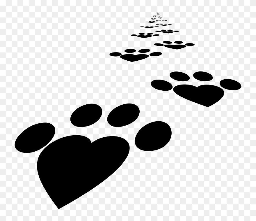 Heart Paws Walking Off Into The Distance - Clip Art - Png Download