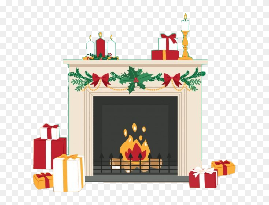 #fireplace #noel #christmas #cheminee #sapin #cadeau - Christmas Stocking Vector Fireplace Clipart