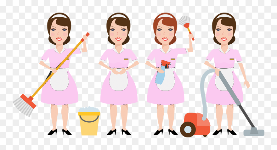 Maid Clipart Dusting - Cartoon Maid Clipart - Png Download