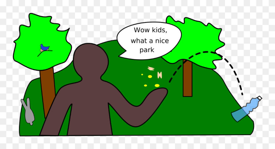 Some Litters In A Park, While Telling Their Kids How - Cartoon Clipart