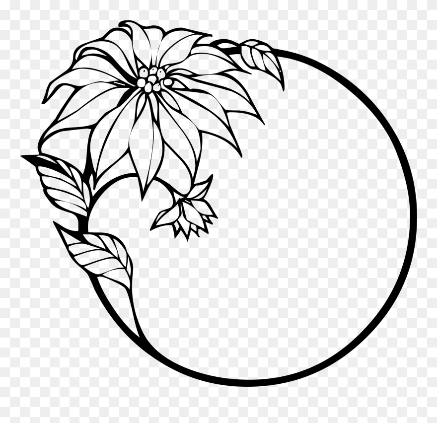 Flower Frame Clipart Black And White - Png Download