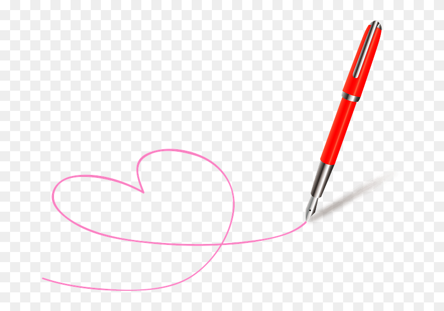 Fountain Pen Heart Clipart - Writing - Png Download