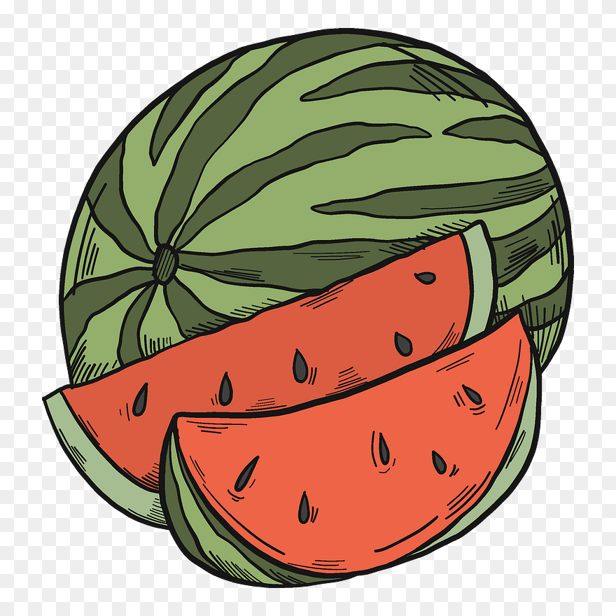 Watermelon And Slices Clipart - Watermelon - Png Download