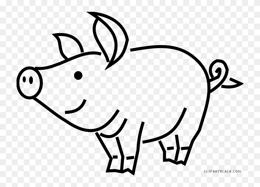 Transparent Pig In Mud Clipart - Black And White Pig Clip Art - Png Download