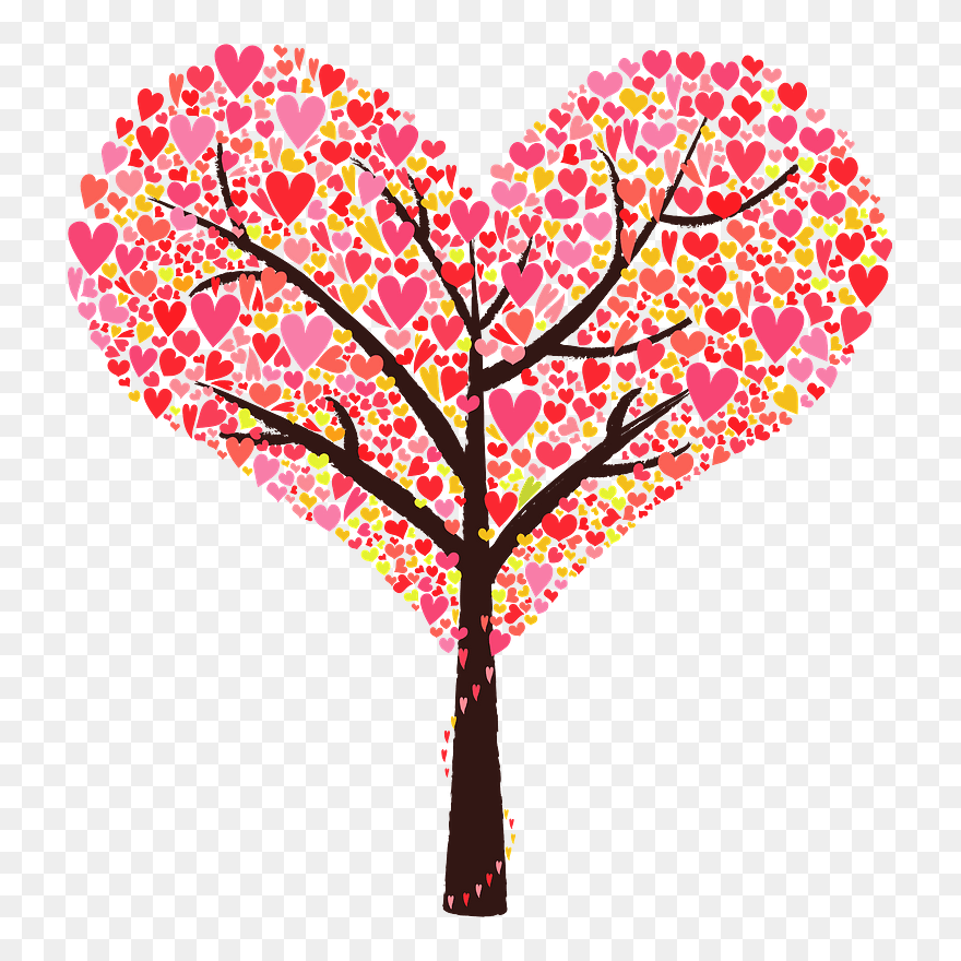 Hearts Tree Clipart - ハート の 木 スタンプ - Png Download