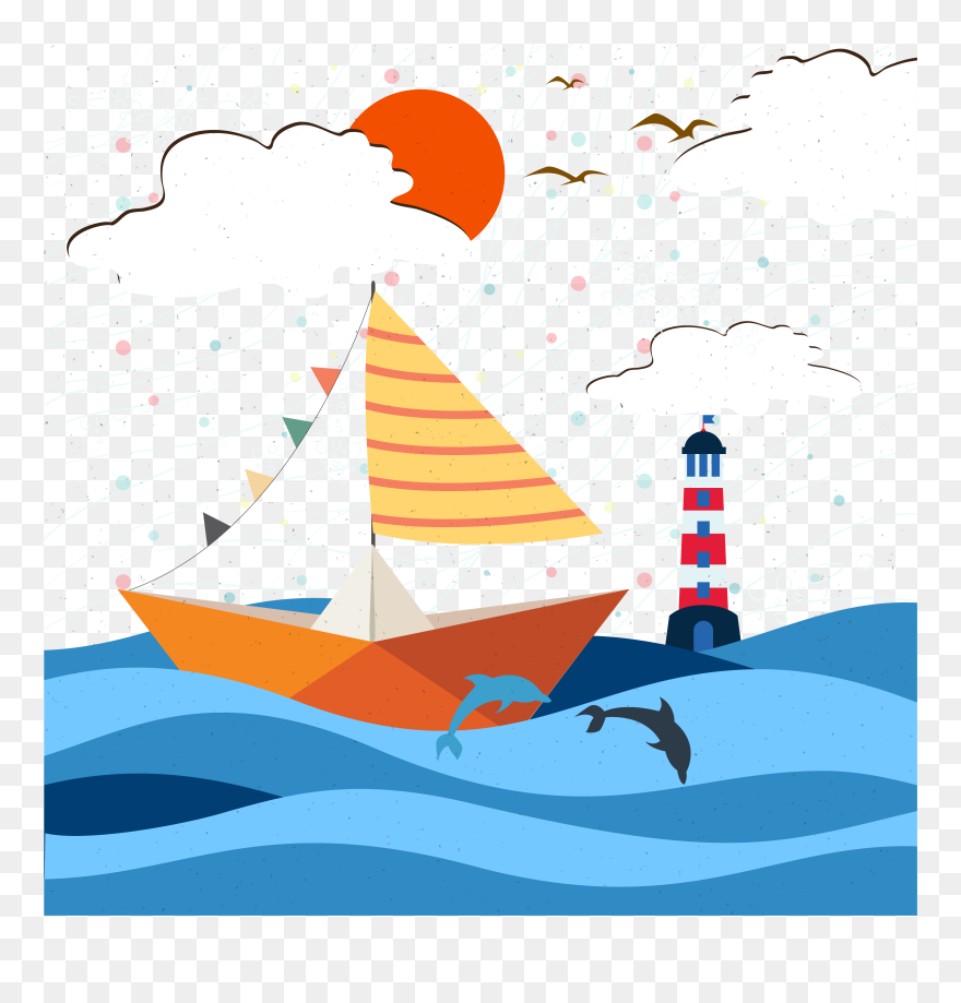 Ve Thuyền Biển Cá Clipart