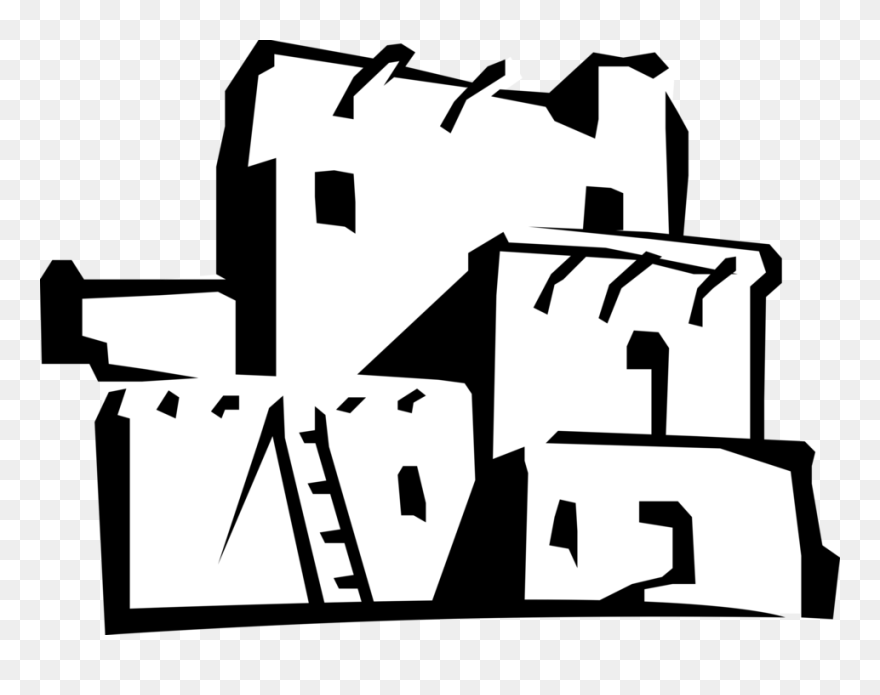 Vector Illustration Of Native American Pueblo Structures - Ruins Clip Art - Png Download