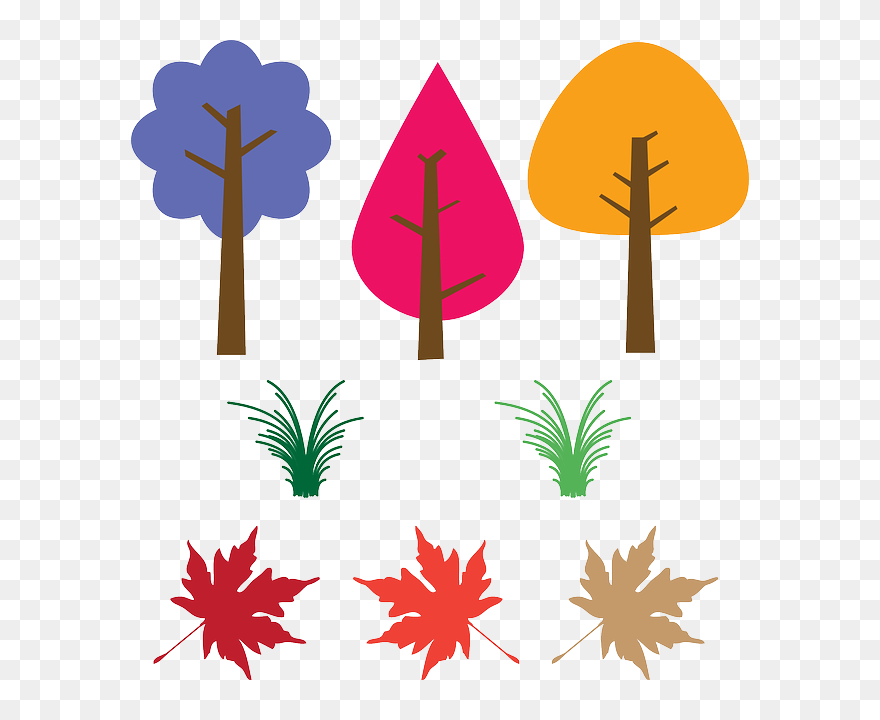 Fall, Outside, Grass, Summer, Trees, Leaves, Outdoors - Fall Leaves Clip Art - Png Download