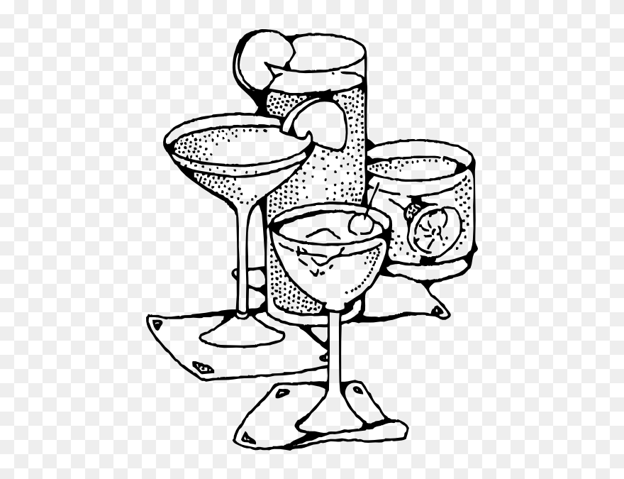 Illustration Of Liquor Bottles And Glasses - Drinks Clipart Black And White - Png Download