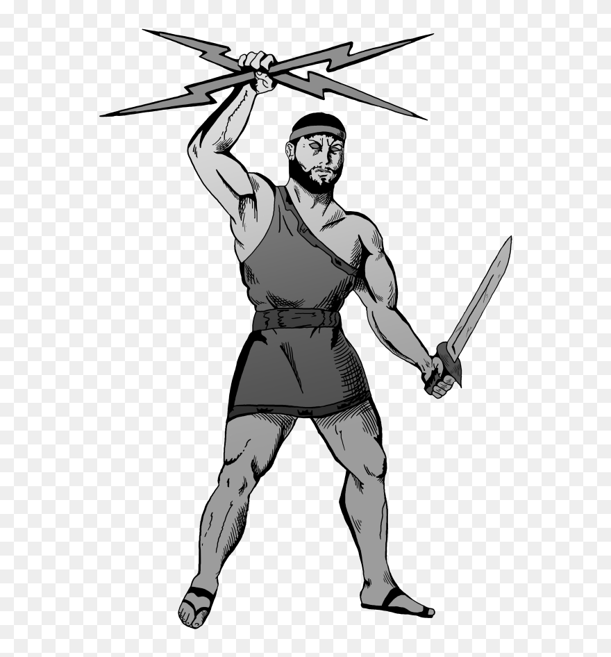 Titan Clipart Holding Two Lightening Bolts Overhead - Illustration - Png Download