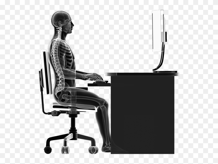 Transparent Person Sitting Back Png - Skeleton Of Person Sitting In Chair Clipart