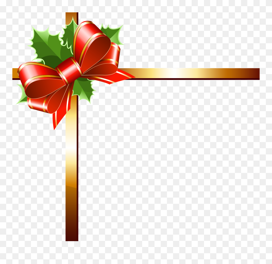 Christmas Gold Ribbon Png Clipart Image - Christmas Ribbon Transparent Background