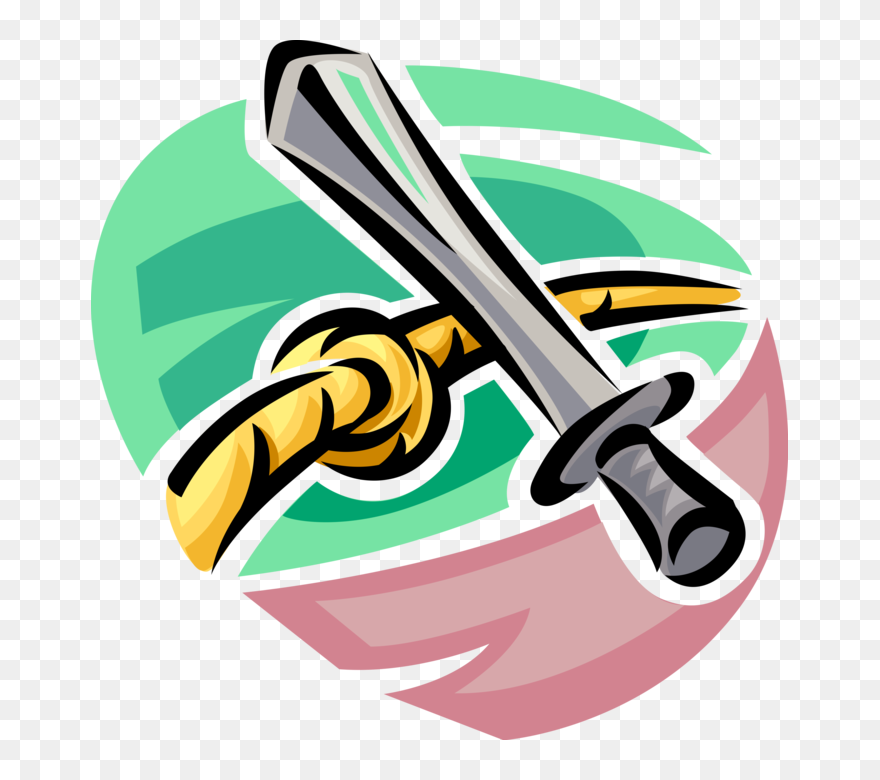 Vector Swords Ribbon - Cutting Rope Clipart - Png Download