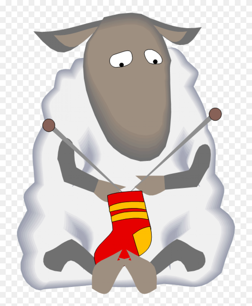 Cropped Sheep Knitting Flipped Left To Right - Sheep Knitting Clipart - Png Download