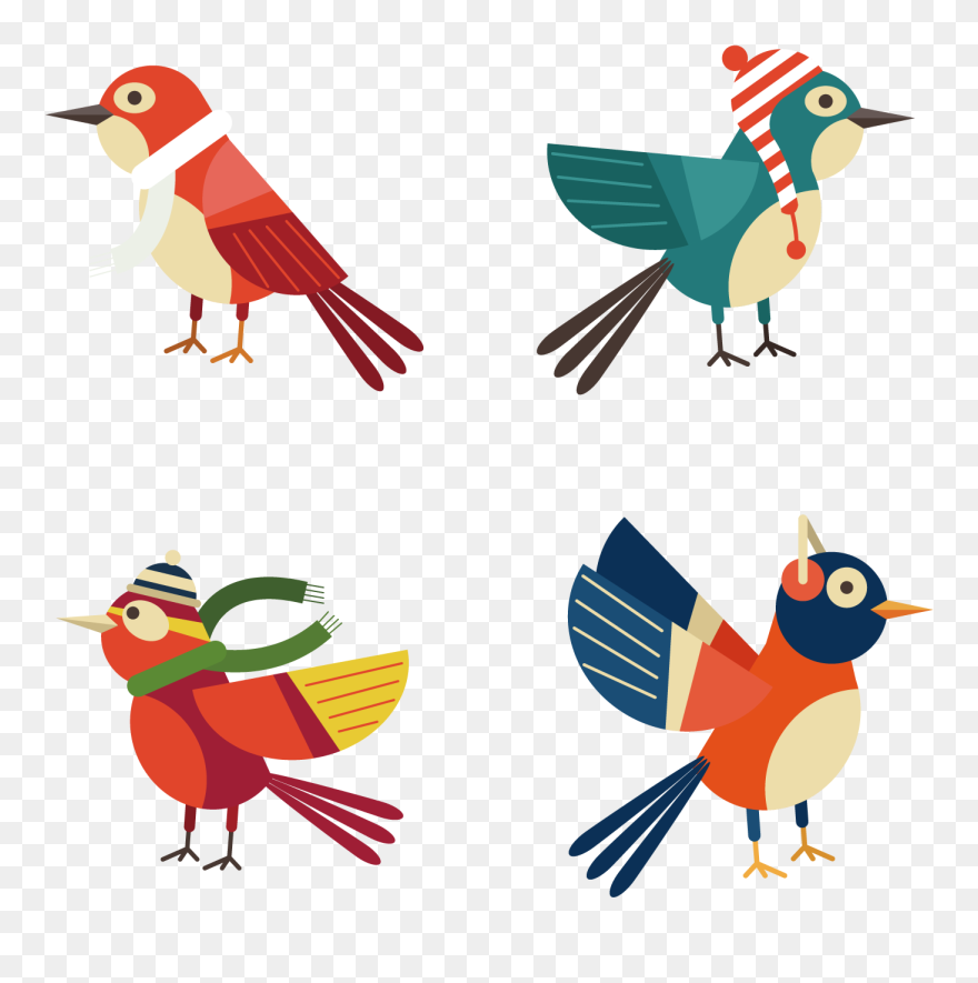 Bird Euclidean Vector Winter - Transparent Winter Birds Clipart - Png Download