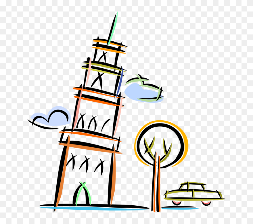 Vector Illustration Of Leaning Tower Of Pisa Campanile - Turmbau Clipart - Png Download