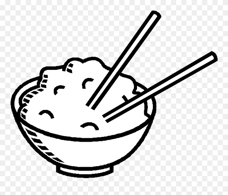 Chopsticks Chinese Food Bowl - Food Clipart Black And White - Png Download