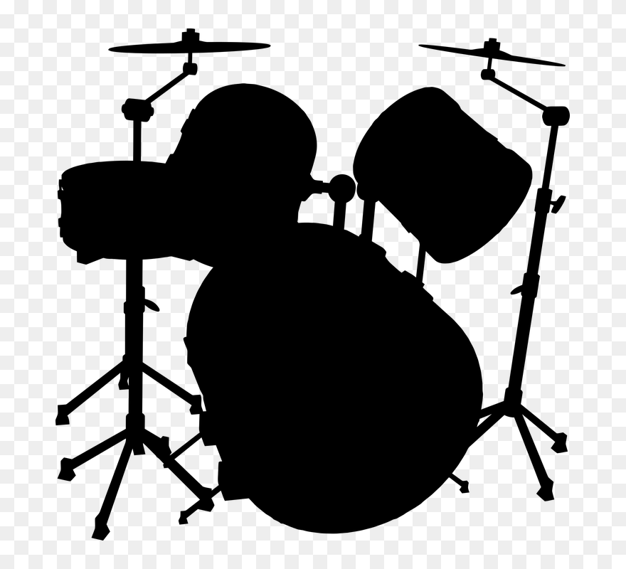 Transparent Drums Clipart Black And White - Silhouette Drum Kit Clip Art - Png Download