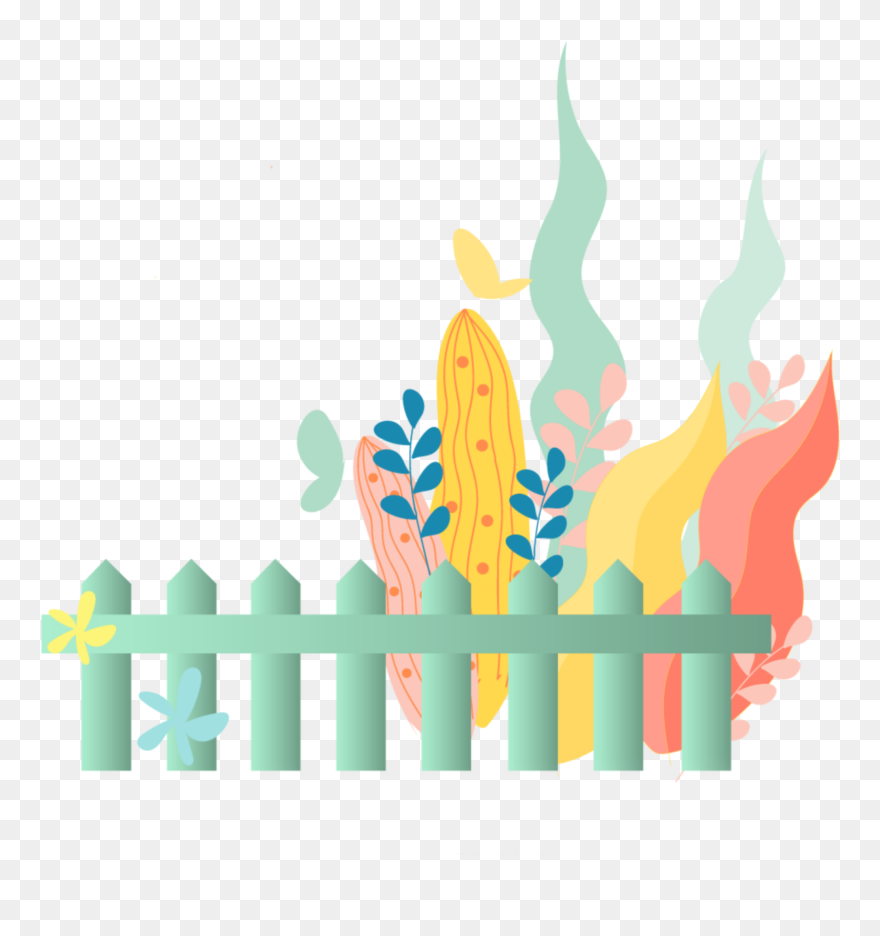 #ftestickers #watercolor #fairytales #fence #flowers - Illustration Clipart