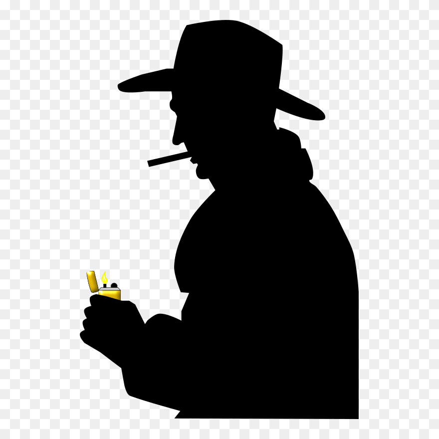 Cowboy Smoking - Man Smoking Silhouette Png Clipart