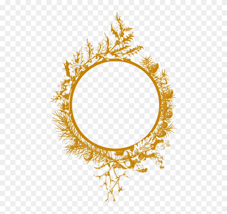 Leaf,tree,circle - Christmas Frame Clipart Black And White - Png Download