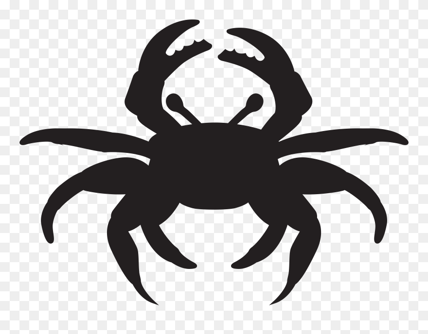 Crab Silhouette Clip Art - Silhouette Crab Clipart Black And White - Png Download