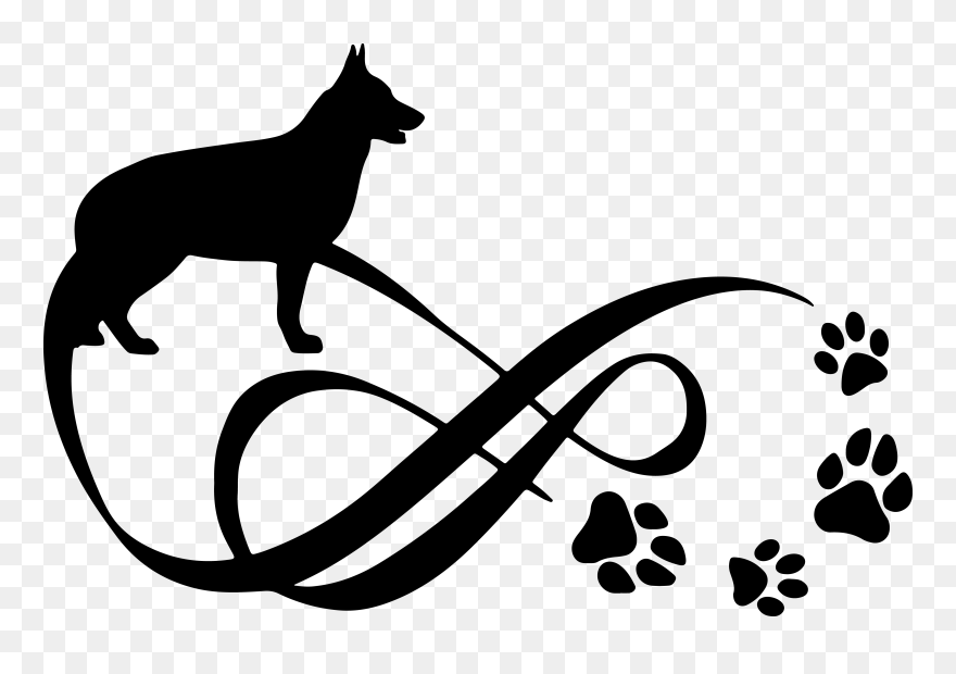 German Shepherd Clipart Black And White - Infinity Dog Foot Tattoo - Png Download