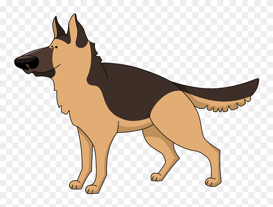German Shepherd Clipart - German Shepherd Cartoon Standing - Png Download