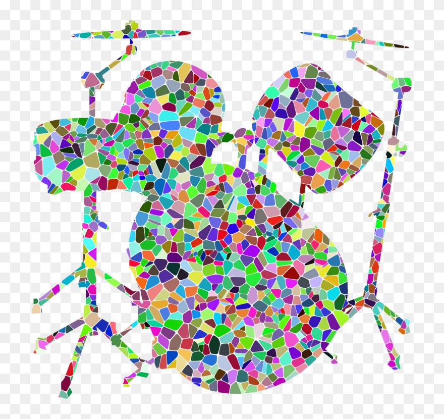 Transparent Drum Set Png - Piano Clipart Silhouette Colourful