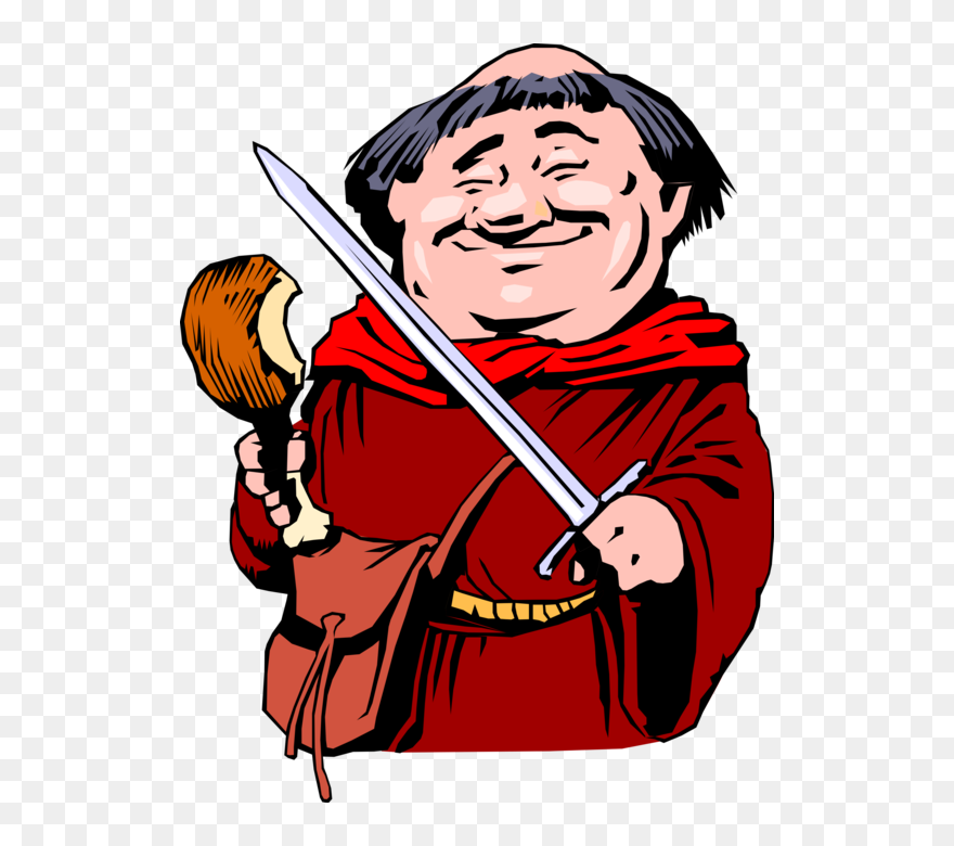 Vector Illustration Of Robin Hood"s Friar Tuck Enjoys - Friar Tuck Turkey Leg Clipart