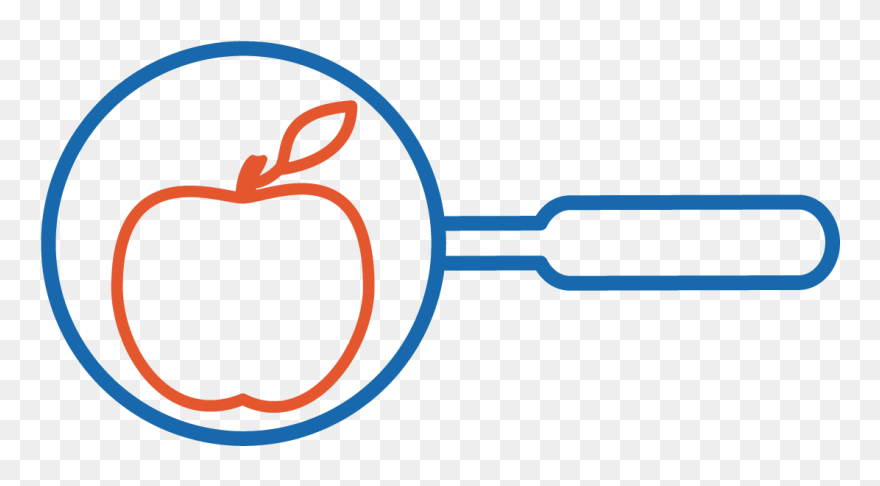 Graphic Of An Apple In The Middle Of A Magnifying Glass Clipart
