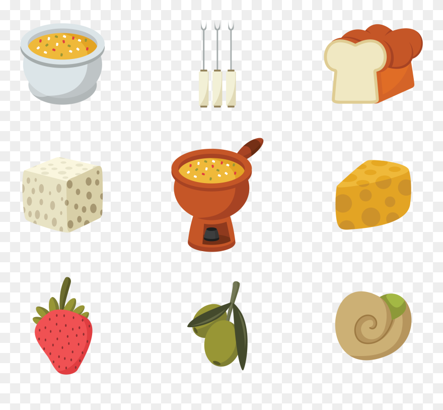 Fondue Icons Vector - Strawberry Clipart